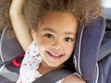 Closeup of child in car seat