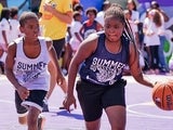 Kids playing basketball