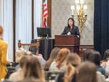 Speaker conducting a presentation