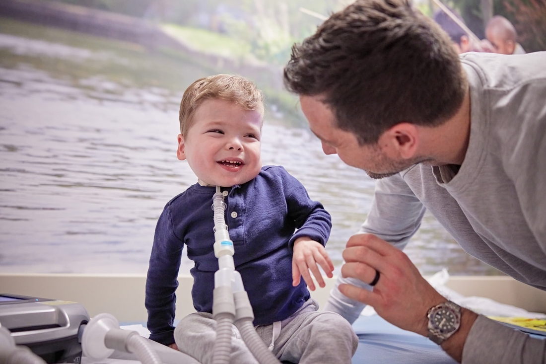 Toddler pulmonary patient with his father