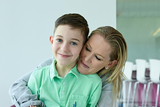 Smiling boy with mother