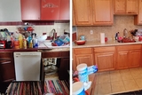 Before and after images of kitchen cabinet repair by CAPP+ Home Repair