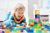 child playing with blocks