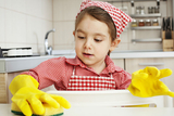 Little girl cleaning