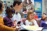 flyers player reading to children