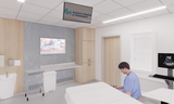 Computer rendering of an exam room in the new patient tower