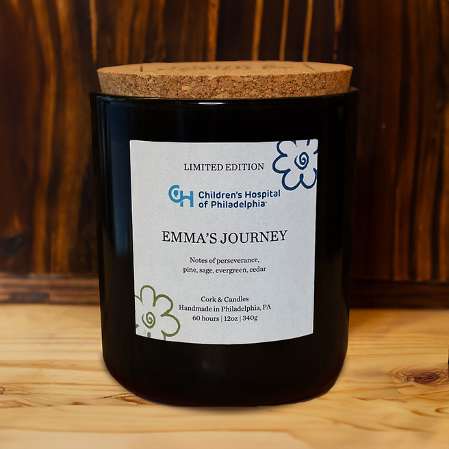 CHOP-branded candle called "Emma's Journey."