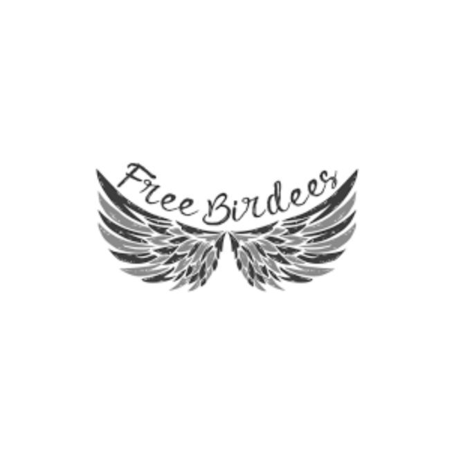 Free Birdees logo, with wings and "Free Birdees" written above them