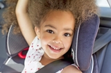 Closeup of child in car seat