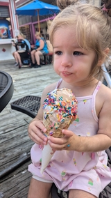 Toddler eating ice cream