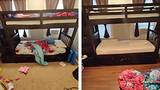 Before and after images of bedroom floor updates completed by CAPP+ Home Repairs