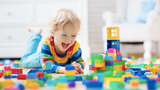 child playing with blocks