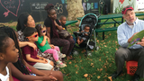 Kids at the Karabots Garden listening to a story