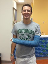 Matthew in arm cast