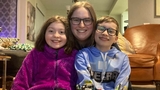 Olivia with her brother and mom