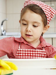 Little girl cleaning