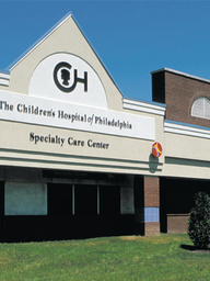 Front entrance of CHOP Specialty Care, Voorhees building