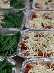 food in metal trays