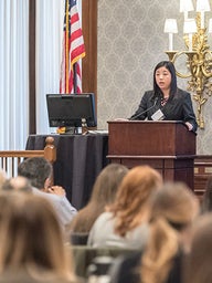 Speaker conducting a presentation