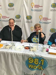 Volunteers taking phone calls at the WOGL Radiothon event