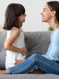 Mother and daughter talking