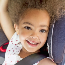 Closeup of child in car seat