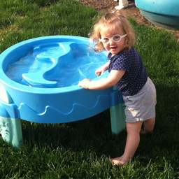 avery playing in pool