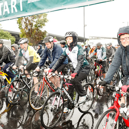 Bicycle Race start for the Eagles Autism Challenge