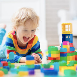 child playing with blocks