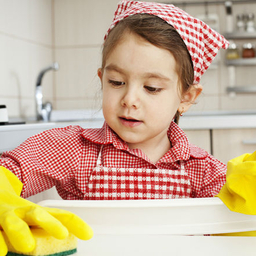 Little girl cleaning